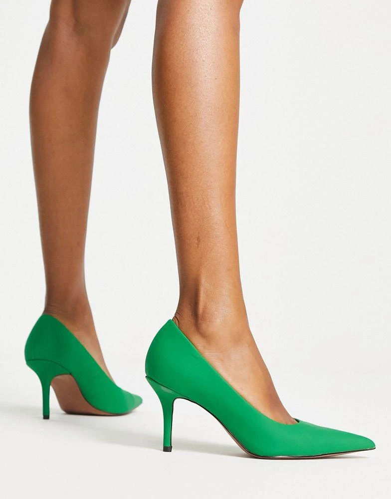 商品ASOS|ASOS DESIGN Salary mid heeled court shoes in green,价格¥274,第2张图片详细描述