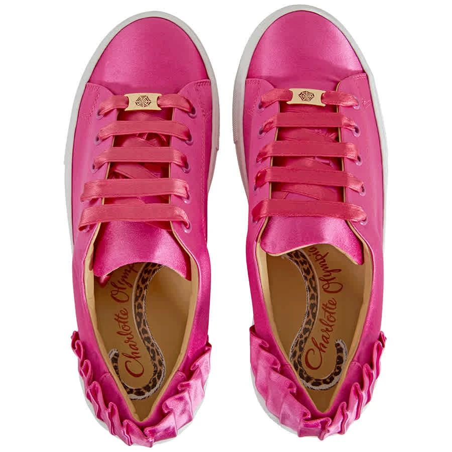 商品Charlotte Olympia|Ladies Pink Sneaker Satin W Pleat Bk,价格¥1061,第3张图片详细描述