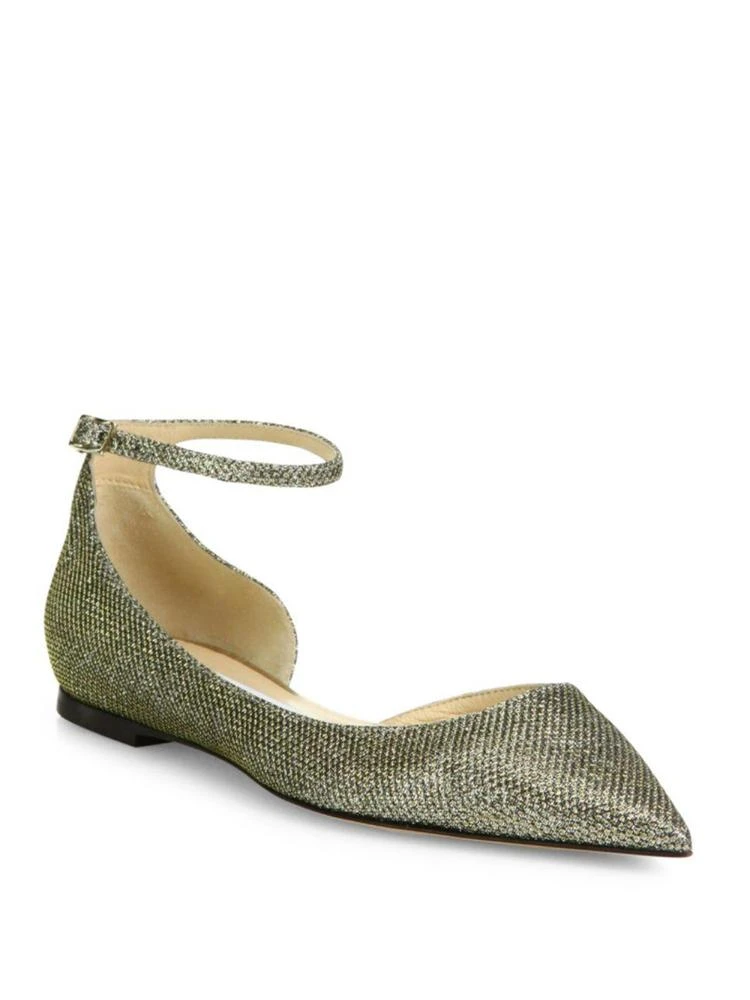 商品Jimmy Choo|Lucy Lame Glitter Ankle-Strap Flats,价格¥1949,第1张图片