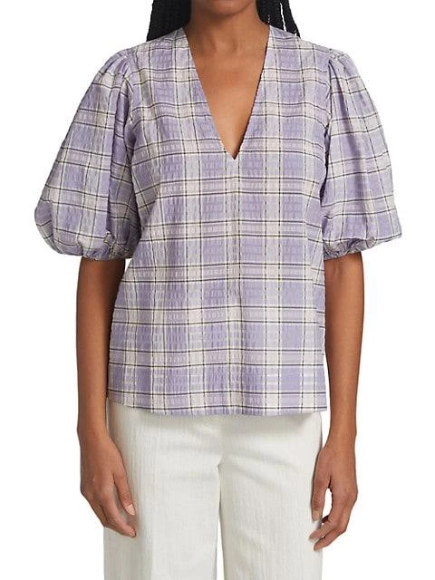 商品Ganni|Seersucker Check Blouse,价格¥521,第3张图片详细描述