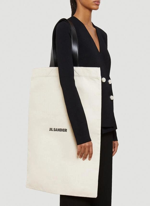 商品Jil Sander|Flat Shopper Large Tote Bag in Beige,价格¥2730,第2张图片详细描述