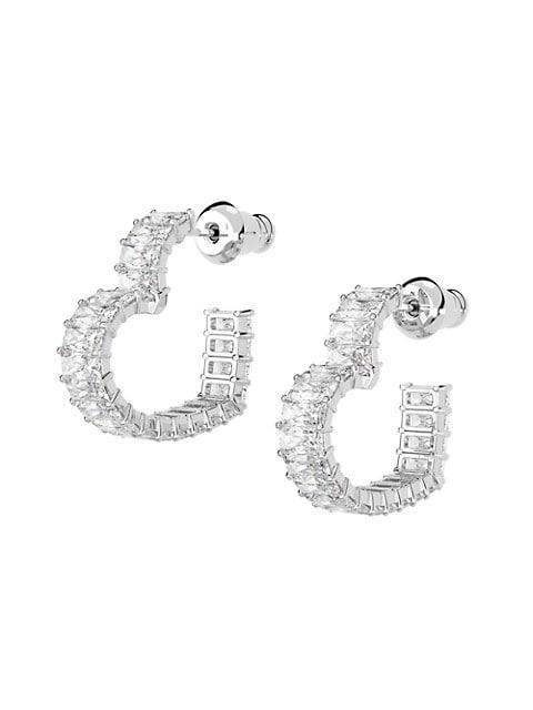 商品Swarovski|Matrix Rhodium-Plated & Crystal Small Heart Hoop Earrings,价格¥1181,第4张图片详细描述