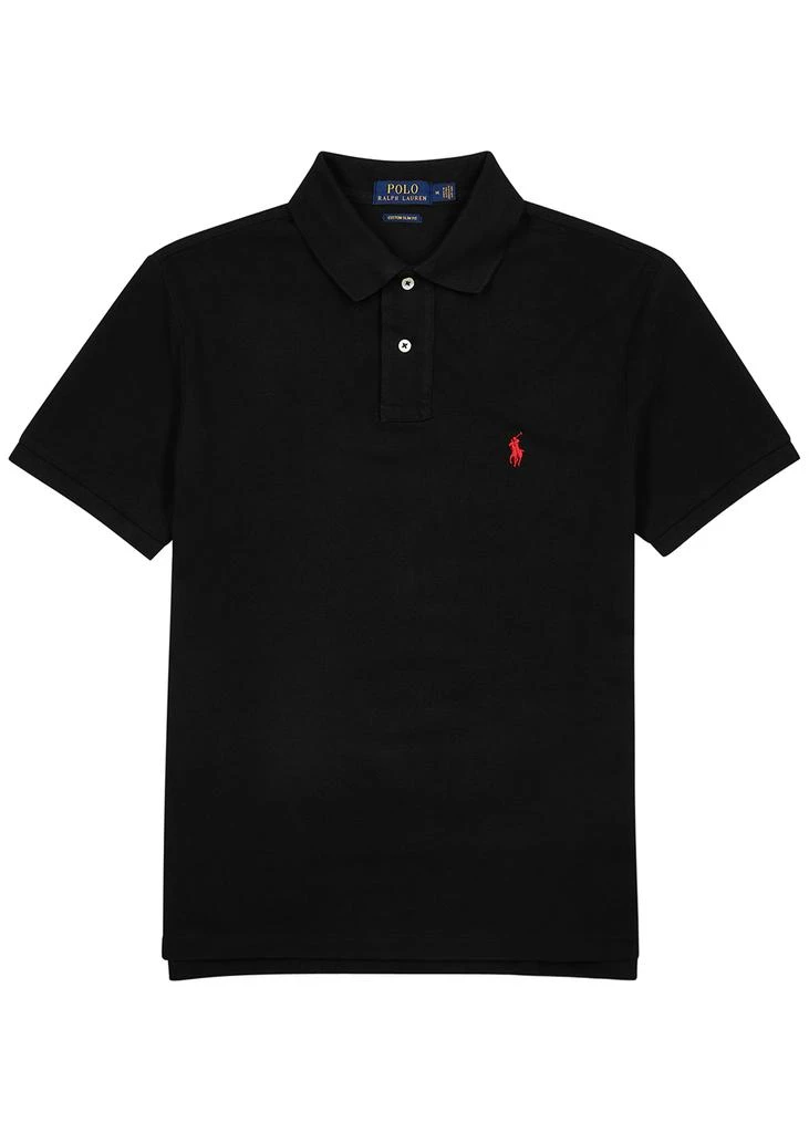 商品Ralph Lauren|Black custom slim piqué cotton polo shirt,价格¥357,第1张图片