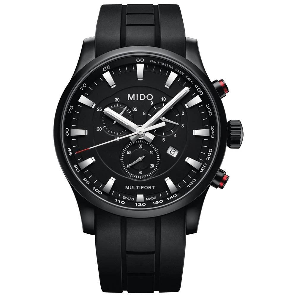 商品MIDO|Men's Swiss Chronograph Multifort Black Rubber Strap Watch 42mm,价格¥5681,第1张图片