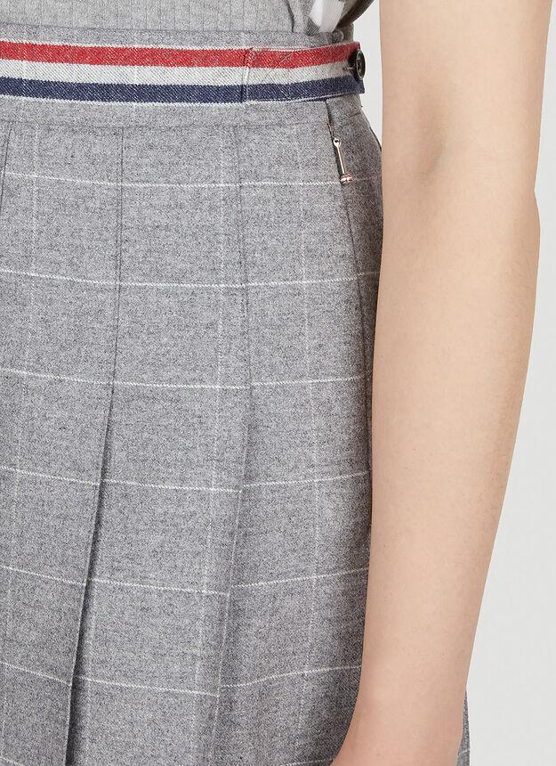 Pleated Checked Skirt in Grey商品第5张图片规格展示
