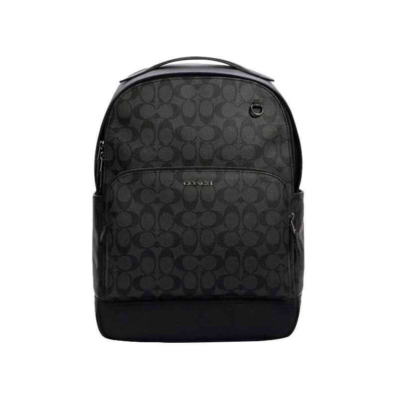 商品Coach|美国直邮COACH蔻驰灰色印花PVC配皮拉链双肩包C2935,价格¥3891,第1张图片