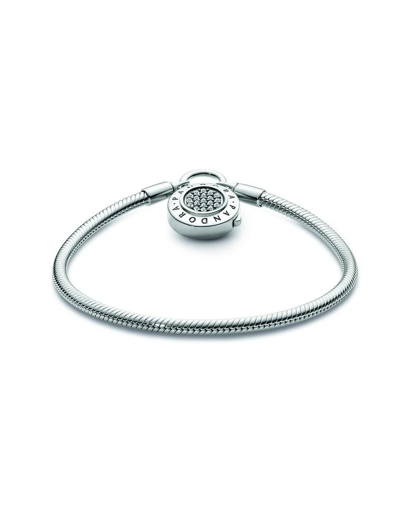 商品PANDORA|Pandora Signature Silver CZ Snake Chain Bracelet,价格¥399,第4张图片详细描述