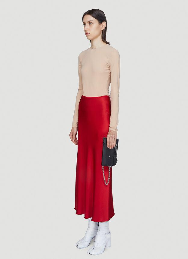 Stretch Satin Skirt in Red商品第2张图片规格展示