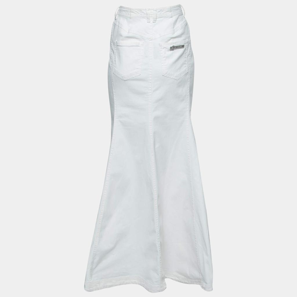 Just Cavalli White Denim Flared Maxi Skirt L商品第2张图片规格展示