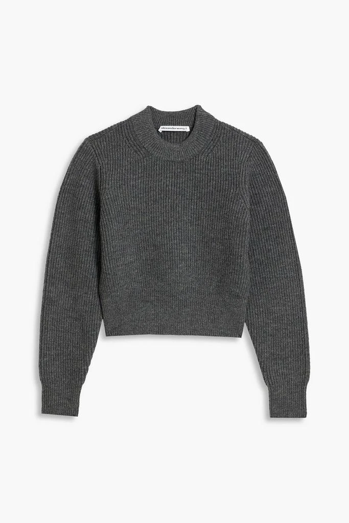 商品Alexander Wang|Cropped ribbed wool-blend sweater,价格¥1251,第1张图片