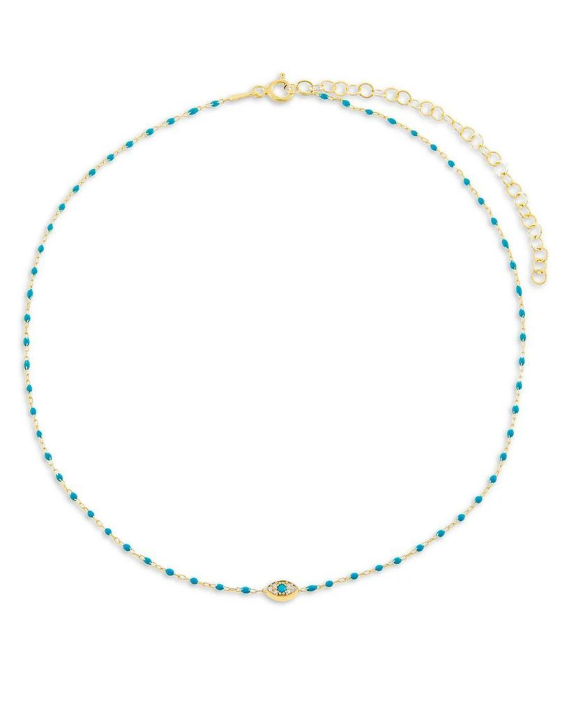 商品By Adina Eden|Beaded Chain Evil Eye Ankle Bracelet in 14K Gold-Plated Sterling Silver,价格¥410,第1张图片详细描述