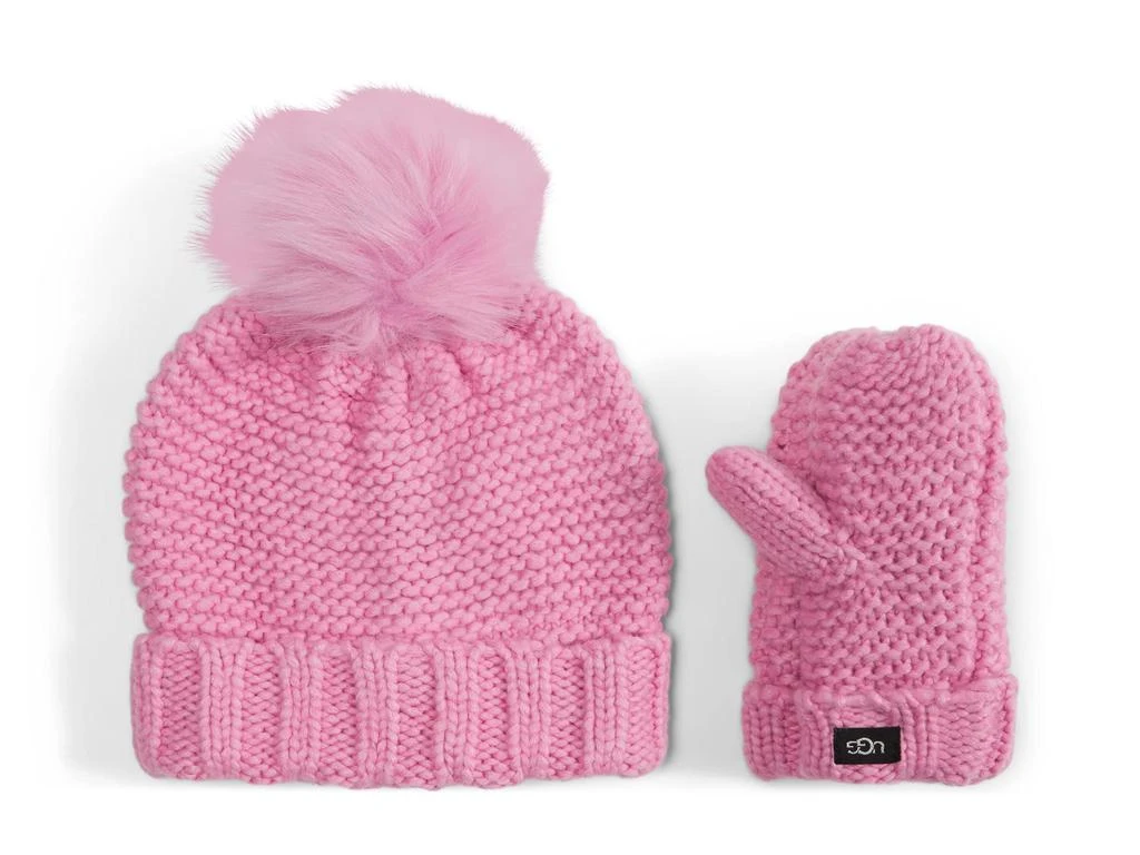 商品UGG|Knit Hat with Faux Fur Pom and Knit Mittens Set (Toddler/Little Kids),价格¥711,第1张图片