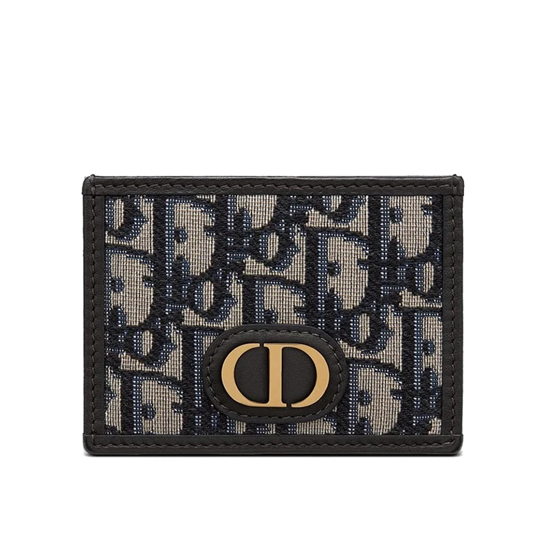 商品Dior|DIOR/迪奥 经典蓝色老花刺绣帆布拼接小牛皮卡片夹,价格¥2745,第1张图片