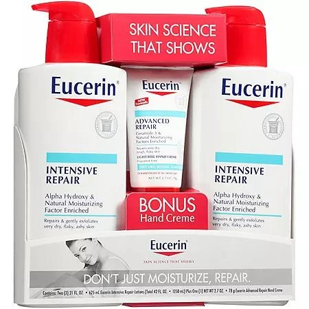 商品Eucerin|强力修护润肤露 (600ml x 两件) + 高级修护手霜 (80ml),价格¥167,第2张图片详细描述