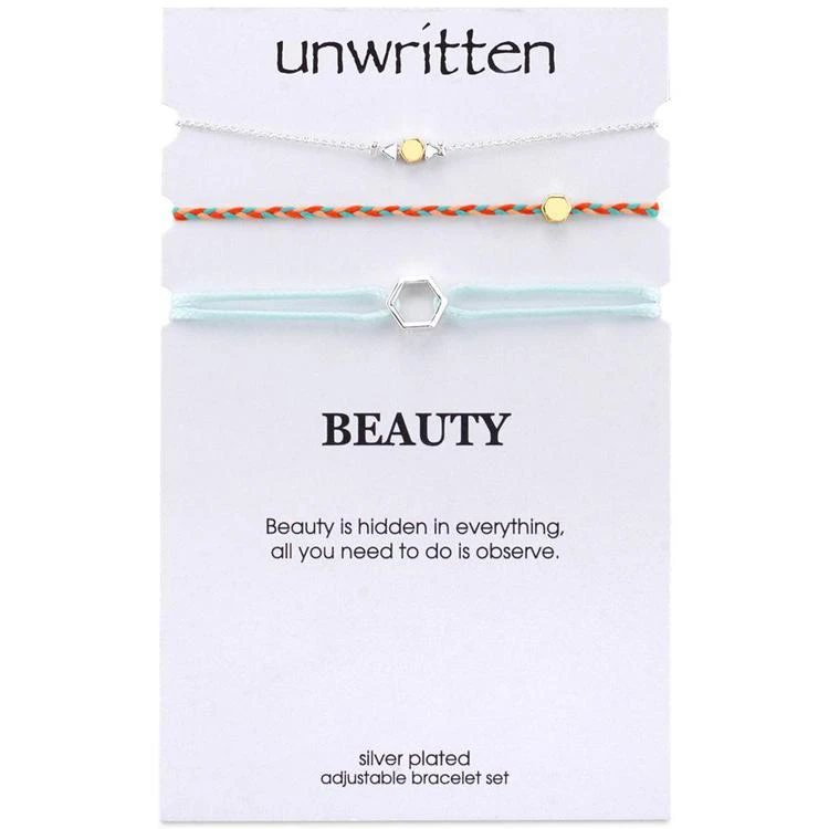 商品Unwritten|Two-Tone 3-Pc. Set Cord Slider Bracelets,价格¥67,第1张图片