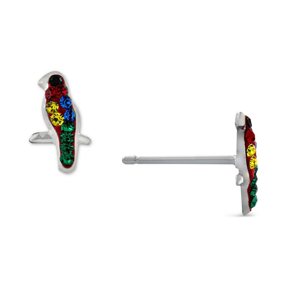Multicolor Crystal Parrot Stud Earrings in Sterling Silver, Created for Macy's商品第1张图片规格展示