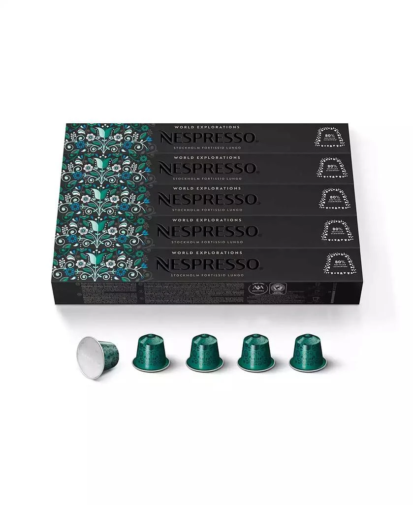 商品Nespresso|Capsules OriginalLine, Stockholm Fortissio Lungo, Dark Roast Coffee, 50 Count Coffee Pods,价格¥336,第1张图片