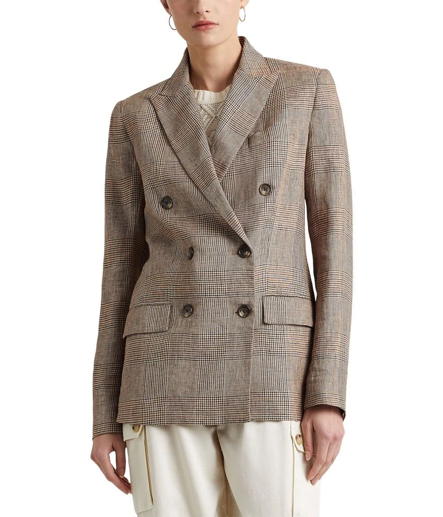 商品Ralph Lauren|Glen Plaid Linen Double-Breasted Blazer,价格¥2579,第1张图片