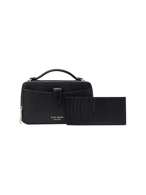 商品Kate Spade|Hudson Pebbled Leather Double Zip Crossbody Bag,价格¥726-¥1671,第5张图片详细描述