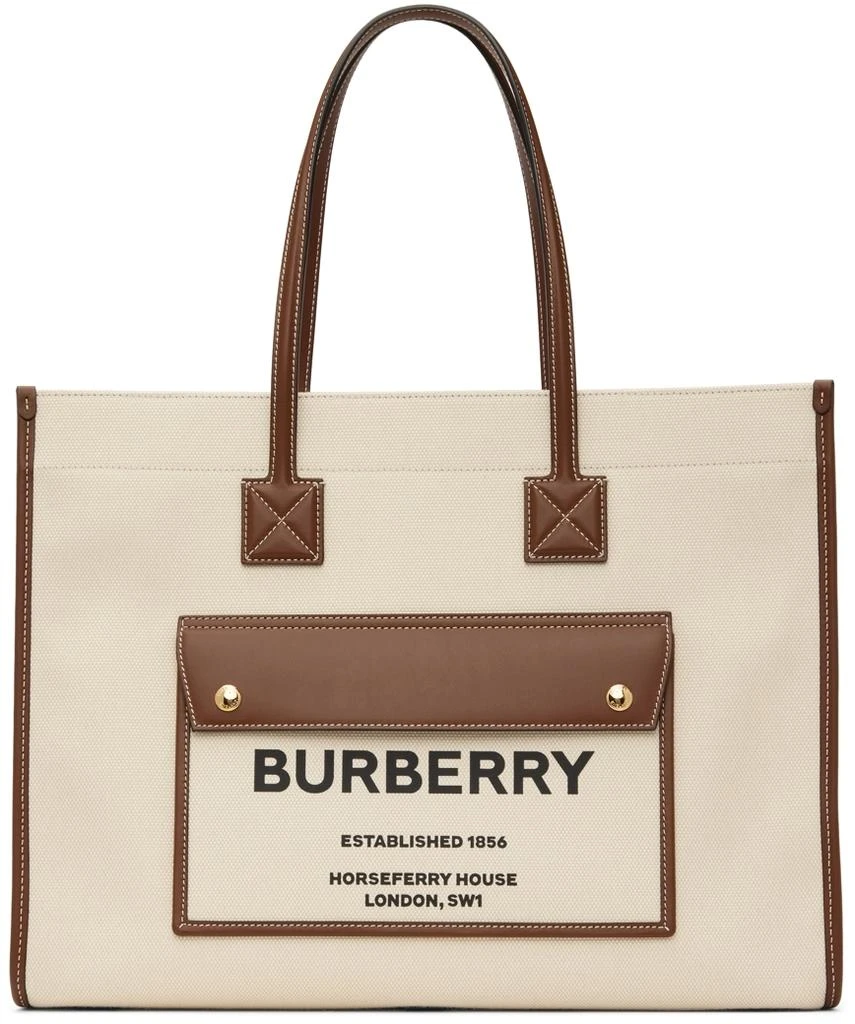 商品Burberry|灰白色中号 Freya 托特包,价格¥14462,第1张图片