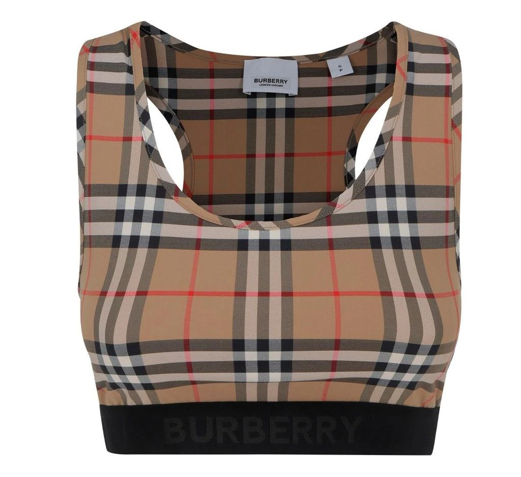 商品Burberry|Burberry Logo Detailed Vintage Check Bra Top,价格¥2179,第1张图片