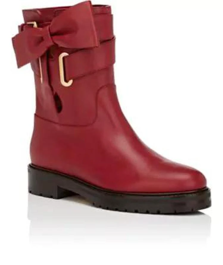 商品Valentino|Bow-Embellished Leather Biker Boots,价格¥4310,第2张图片详细描述