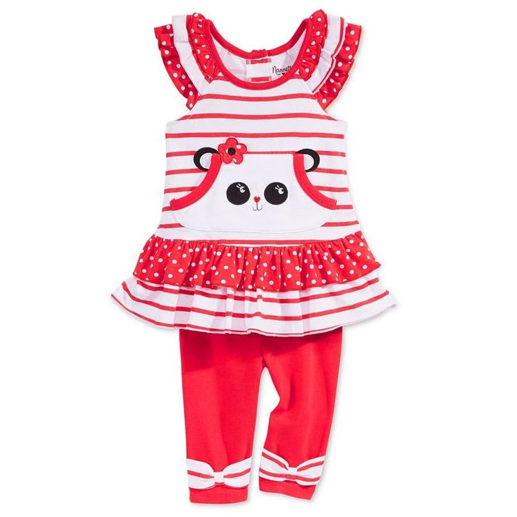 商品Nannette|2-Pc. Panda Peplum Tunic & Capri Leggings Set, Baby Girls (0-24 months),价格¥72,第2张图片详细描述