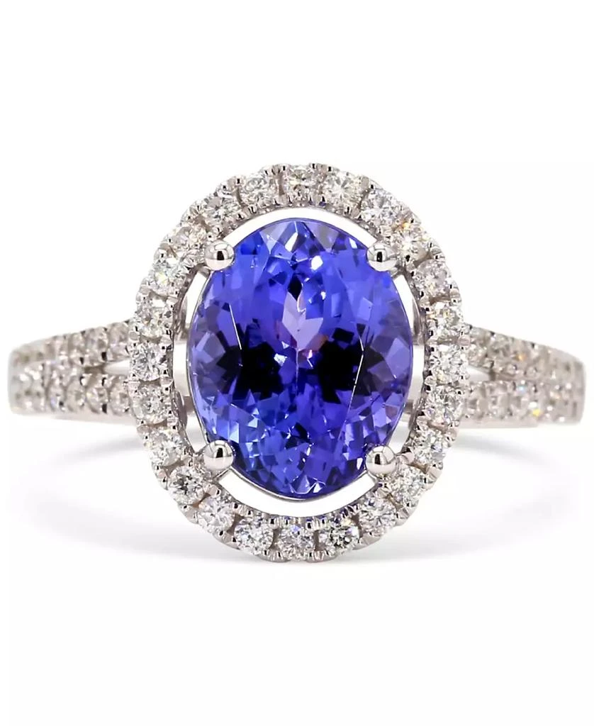 商品Macy's|Tanzanite (3 ct. t.w.) & Diamond (1/2 ct. t.w.) Oval Halo Ring in 10k White Gold,价格¥43580,第1张图片