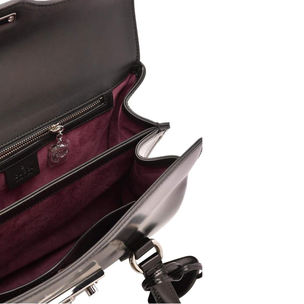 Gucci Black Smooth Calfskin Leather Caspian Medium Lady Lock Bag商品第8张图片规格展示