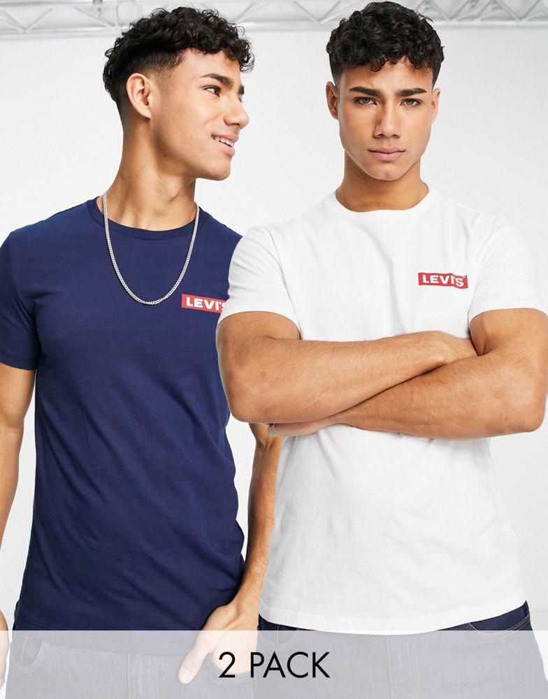 Levi's 2 pack t-shirts in navy/white with baby boxtab logo商品第1张图片规格展示