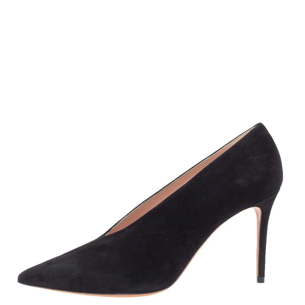 商品Celine|Celine Black Suede V Cut Pointed Toe Pumps Size 39,价格¥2912,第2张图片详细描述