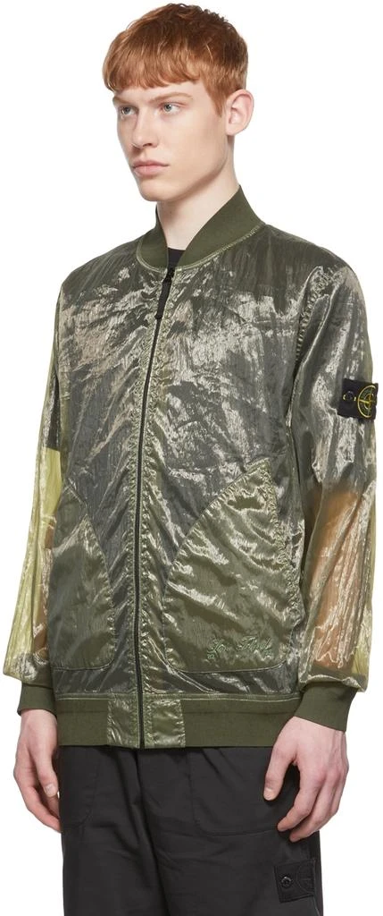 商品Stone Island|Khaki Nylon Bomber Jacket,价格¥3507,第4张图片详细描述