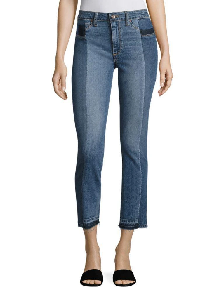 商品Paige|Taylor Pieced Raw-Edge Straight-Leg Jeans,价格¥1022,第1张图片