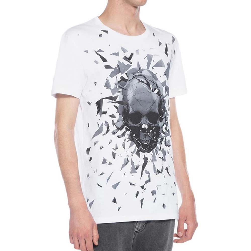 Alexander McQueen 亚历山大·麦昆 男士白色破碎骷髅印花T恤 551779-QMZ73-0900 商品