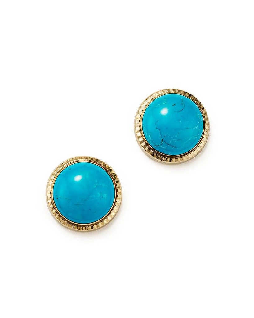 商品Bloomingdale's|Turquoise Bezel Set Stud Earrings in 14K Yellow Gold,价格¥4111,第1张图片