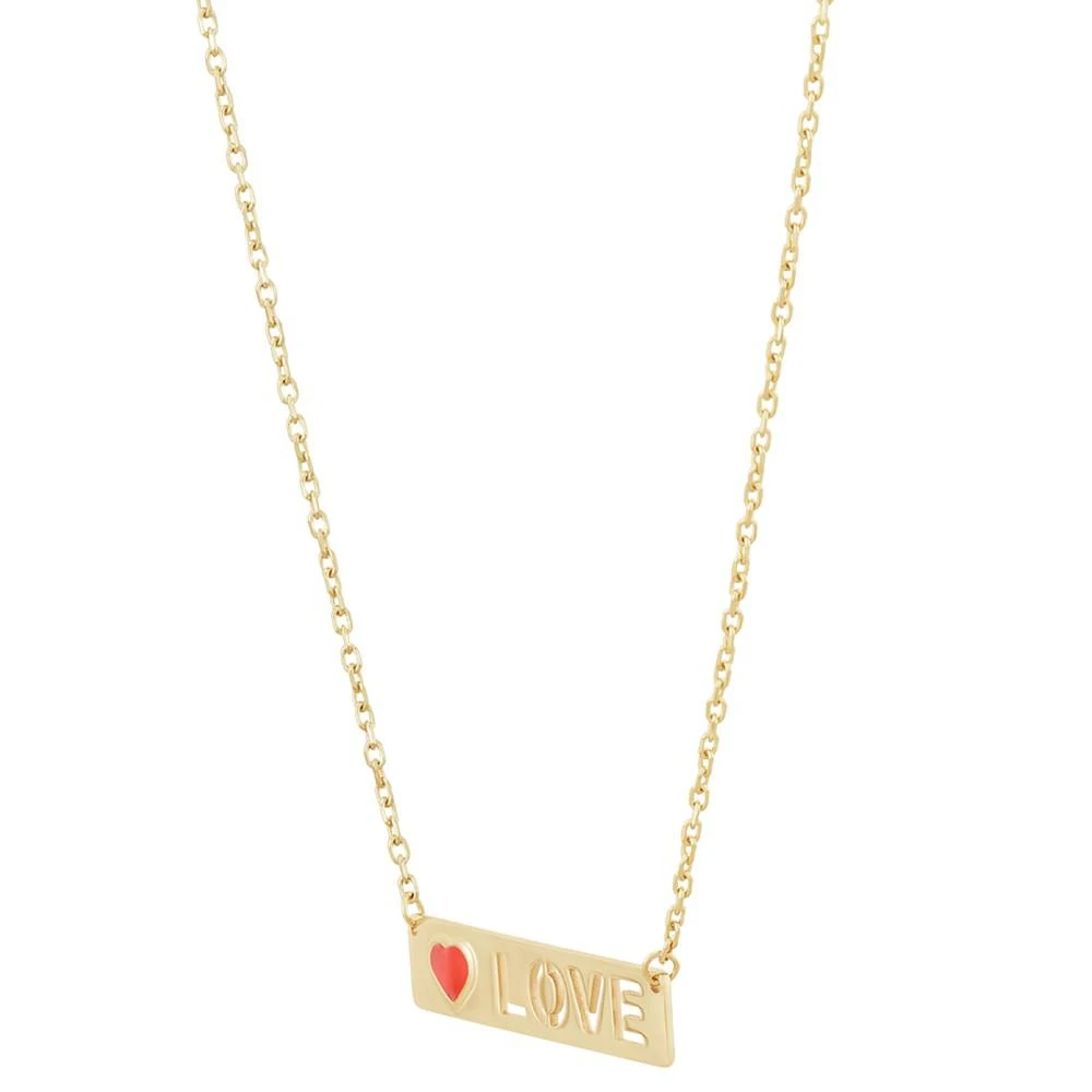 商品Macy's|Red Enamel Heart & Cut-Out LOVE Bar Pendant Necklace in 14k Gold, 17" + 1" extender,价格¥7531,第3张图片详细描述