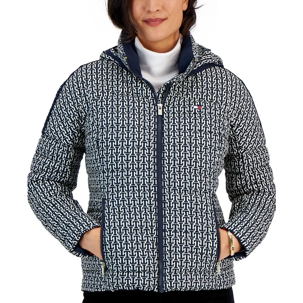 商品Tommy Hilfiger|Women's Logo-Print Packable Hooded Jacket,价格¥366,第3张图片详细描述