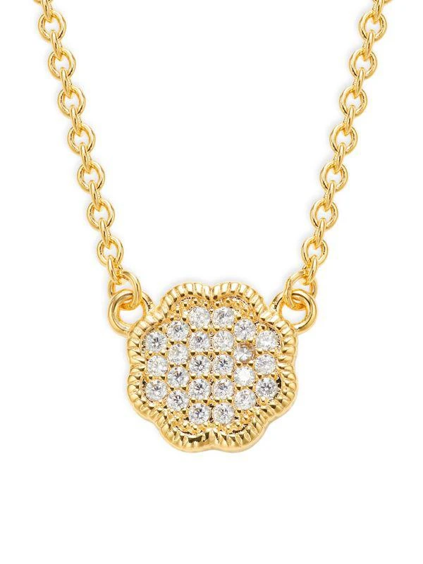 商品Sterling Forever|14K Goldplated & Cubic Zirconia Rose Petal Pendant Necklace/18",价格¥277,第1张图片