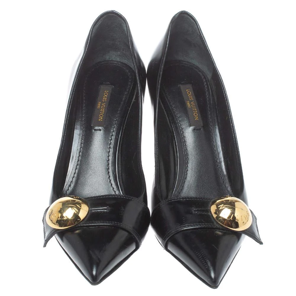 商品[二手商品] Louis Vuitton|Louis Vuitton Black Leather Pointed Toe Pumps Size 36.5,价格¥2152,第3张图片详细描述
