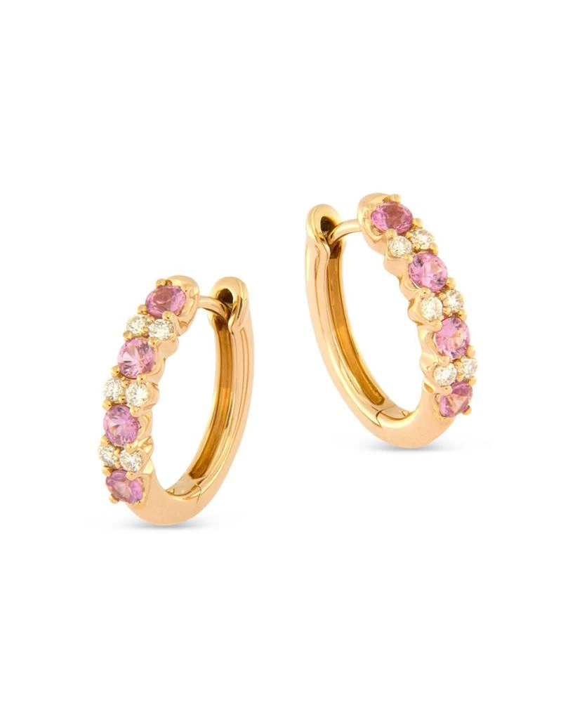 商品Bloomingdale's Fine Collection|Bloomingdale's Pink Sapphire & Diamond Hoop Earrings in 14K Pink Gold - 100% Exclusive,价格¥16475,第1张图片