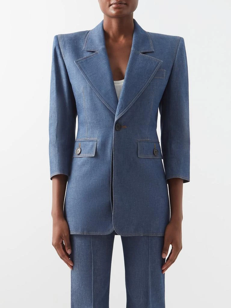 商品Yves Saint Laurent|Wide-lapel denim blazer,价格¥22938,第1张图片