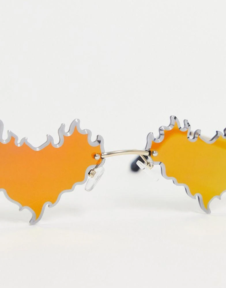 商品ASOS|ASOS DESIGN rimless fashion sunglasses with flaming hearts with red mirror lens,价格¥74,第3张图片详细描述