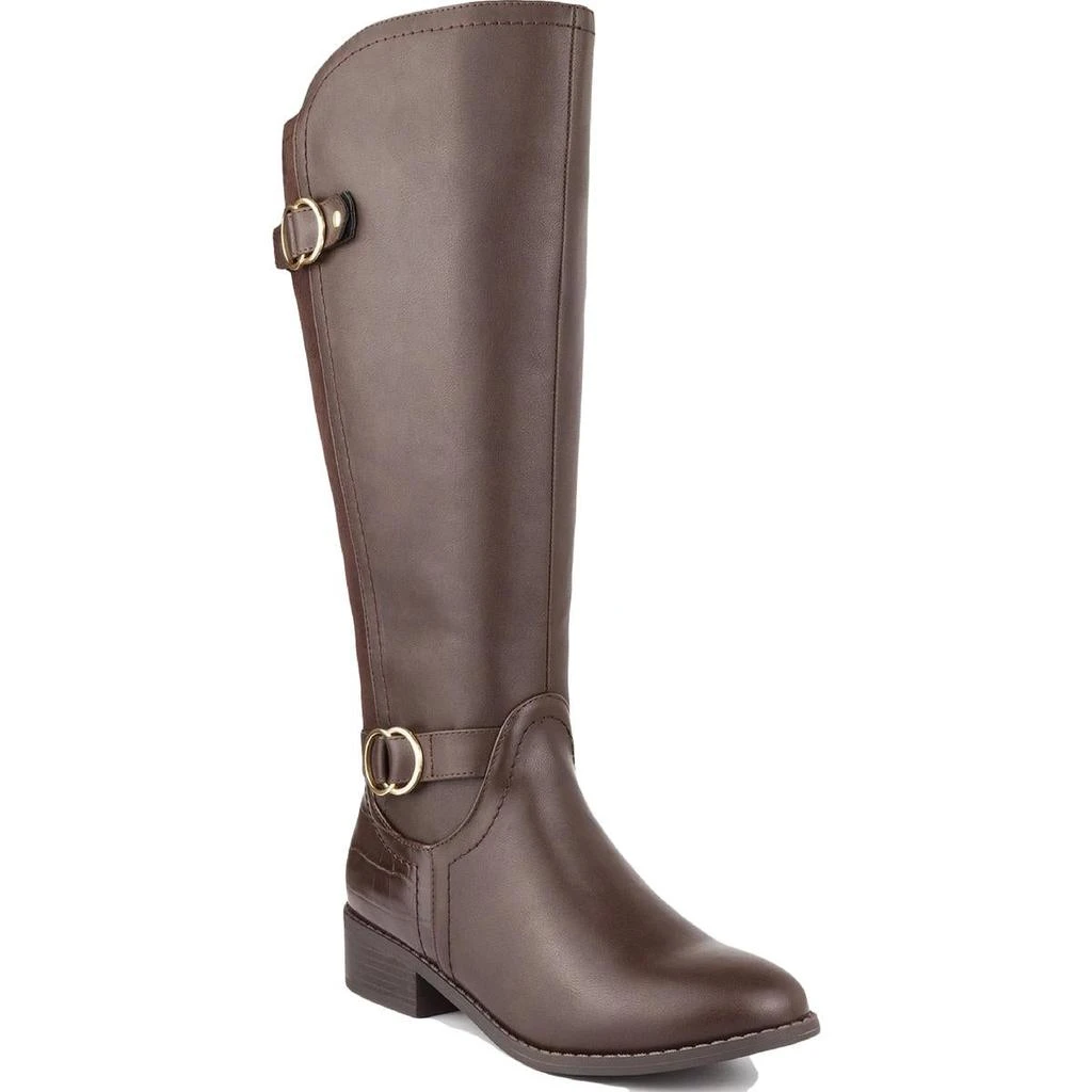 商品Karen Scott|Karen Scott Womens Leandraa Faux Leather Wide Calf Knee-High Boots,价格¥138,第2张图片详细描述