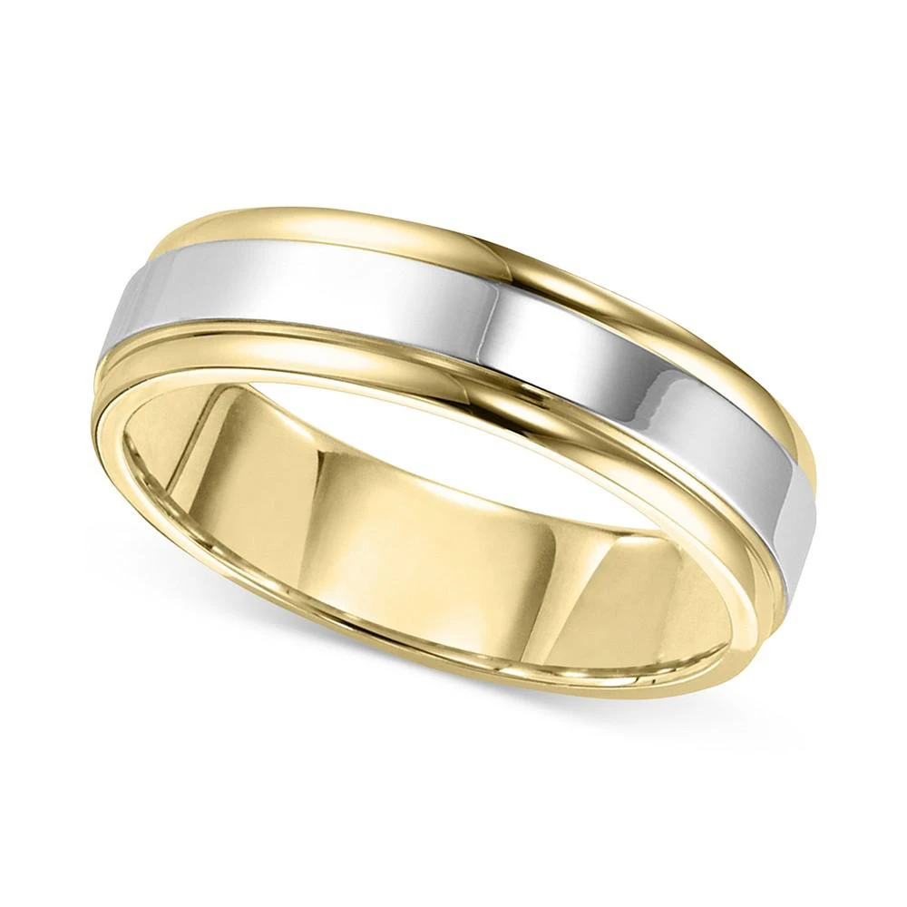 商品Macy's|Men's Two-Tone Polished Band in 14k Gold & White Gold,价格¥24666,第1张图片