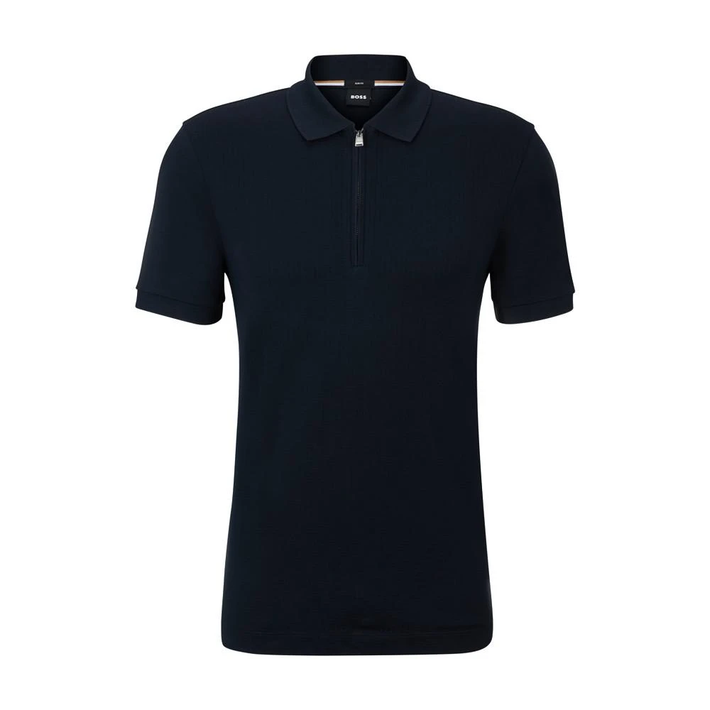 商品Hugo Boss|Men's Zip Placket Slim-Fit Polo Shirt,价格¥767,第3张图片详细描述