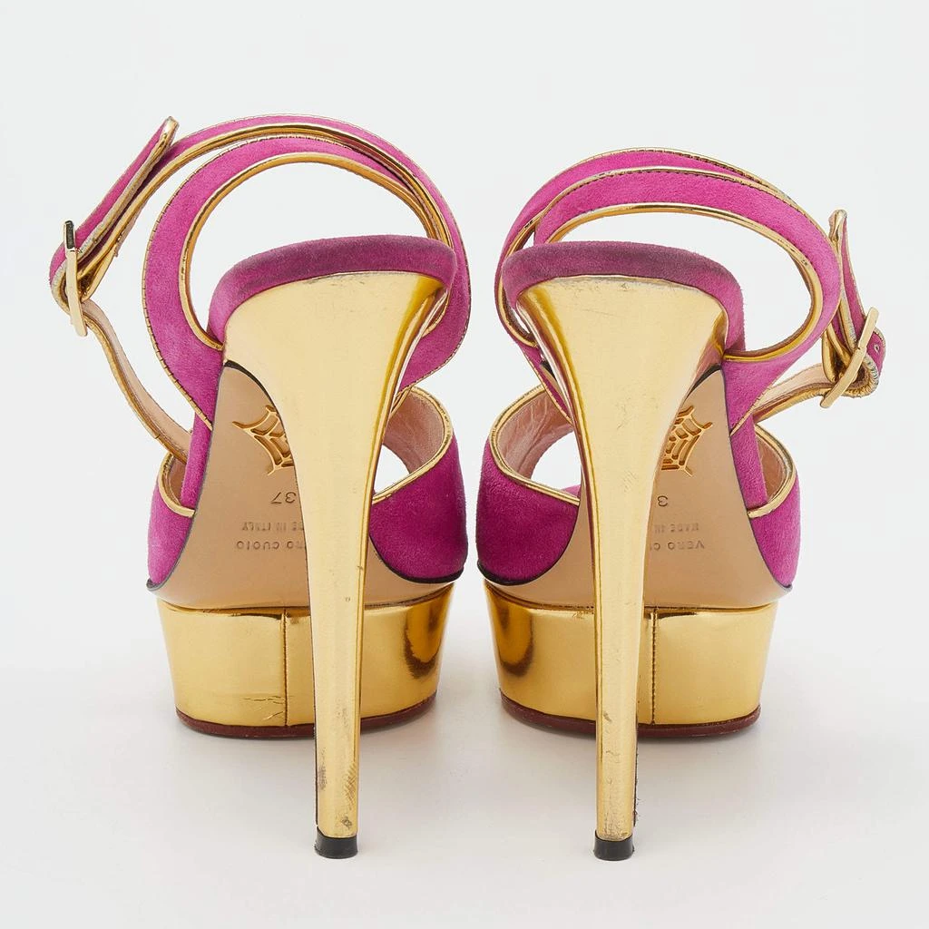 商品[二手商品] Charlotte Olympia|Charlotte Olympia Pink Suede Serena Ankle Strap Platform Sandals Size 37,价格¥2699,第5张图片详细描述