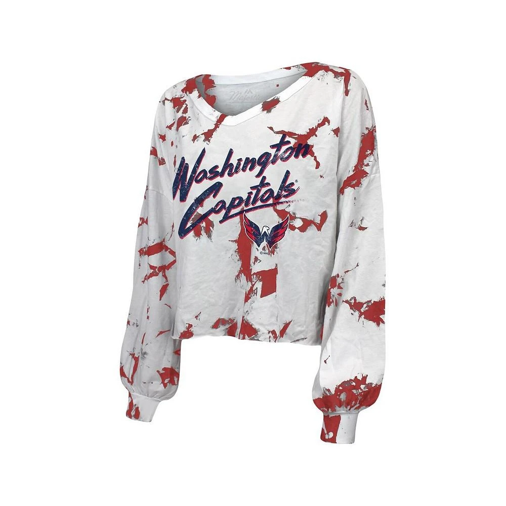 商品Majestic|Women's Threads Alexander Ovechkin White Washington Capitals Tie-Dye Name and Number V-Neck Long Sleeve T-shirt,价格¥445,第2张图片详细描述