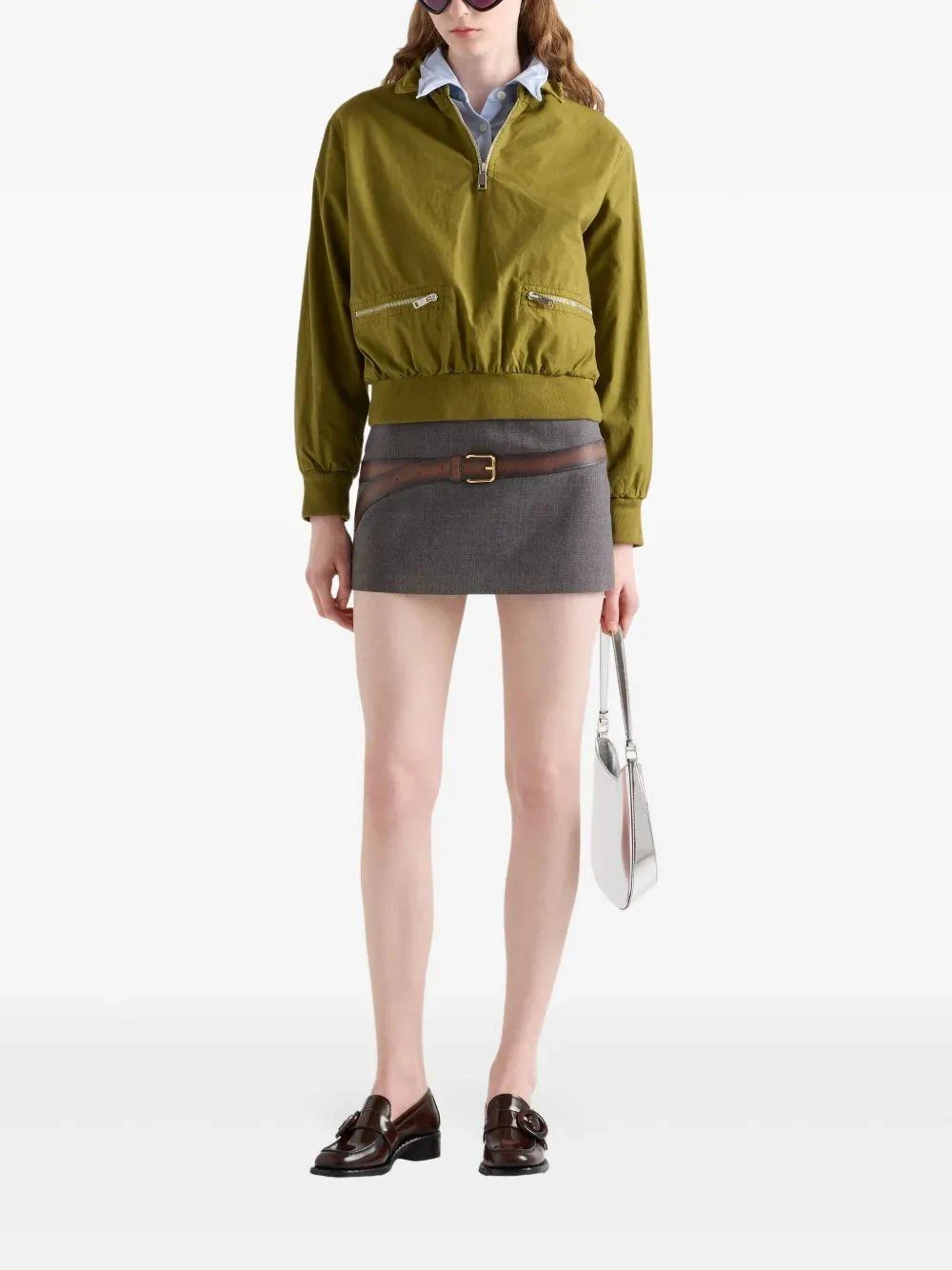 商品Prada|Prada 女士半身裙 P151WGSOOO16NOF0480 灰色,价格¥10304,第6张图片详细描述