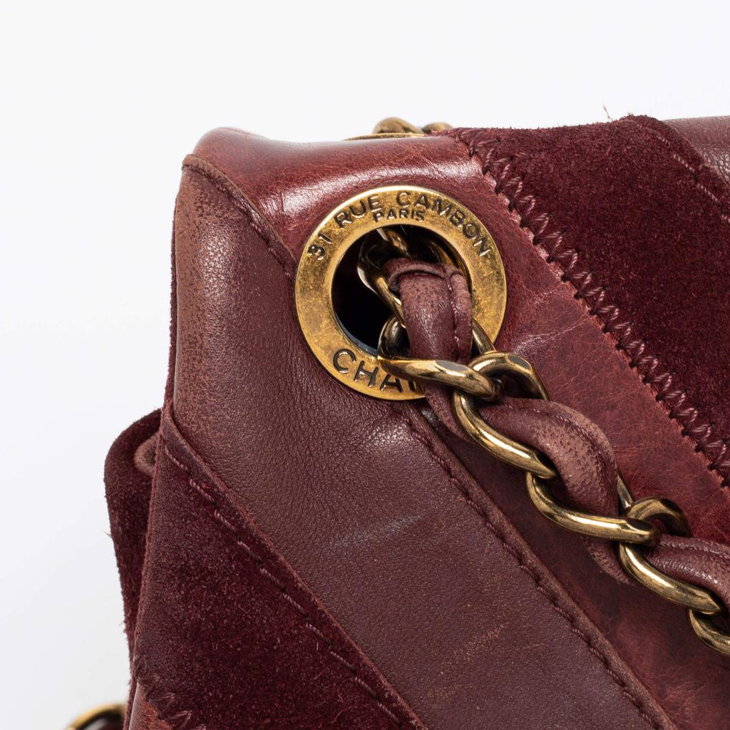 Chanel Burgundy Leather and Suede Jumbo Surpique Flap Bag商品第6张图片规格展示