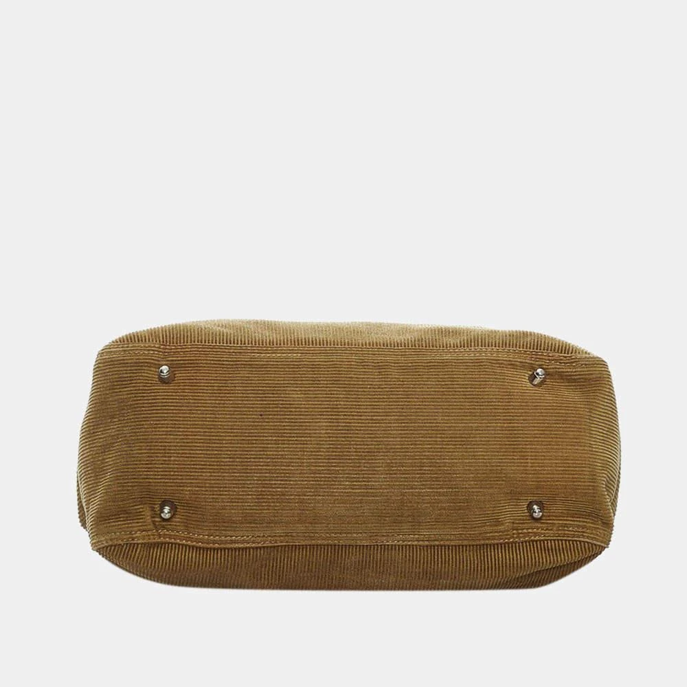商品[二手商品] Fendi|Fendi Brown Leather Fabric Corduroy Top Handle Bag,价格¥3931,第4张图片详细描述